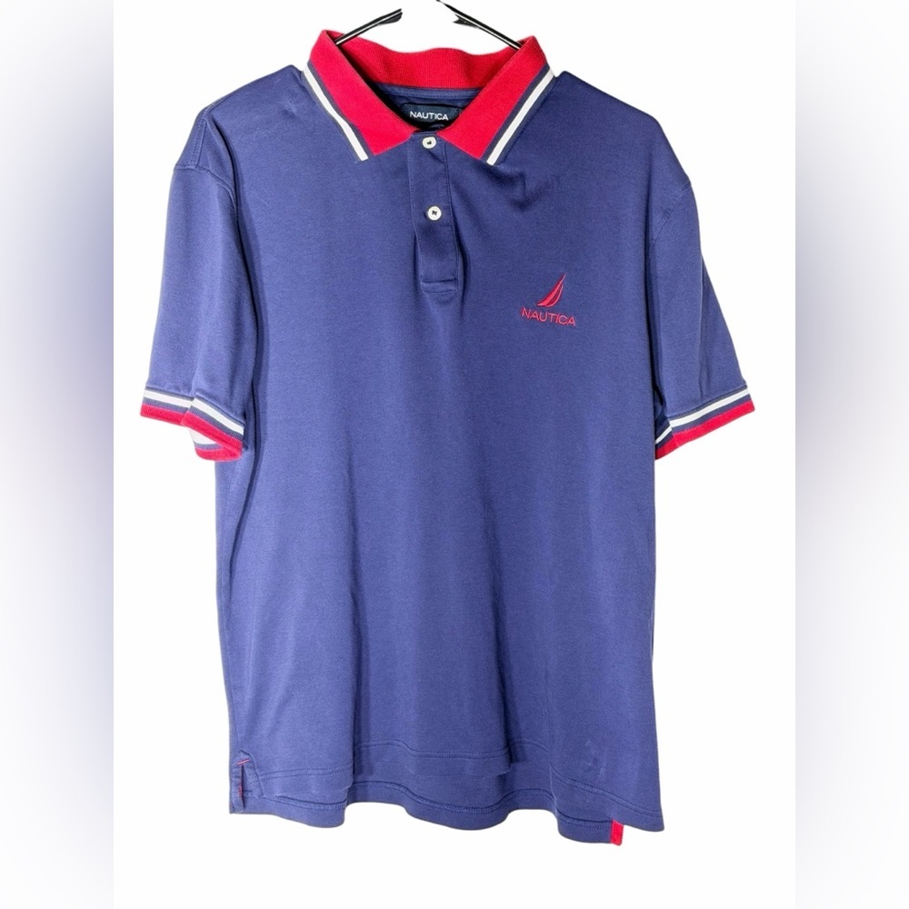 💥Nautica Men's Polo Shirt in Navy and Red Large